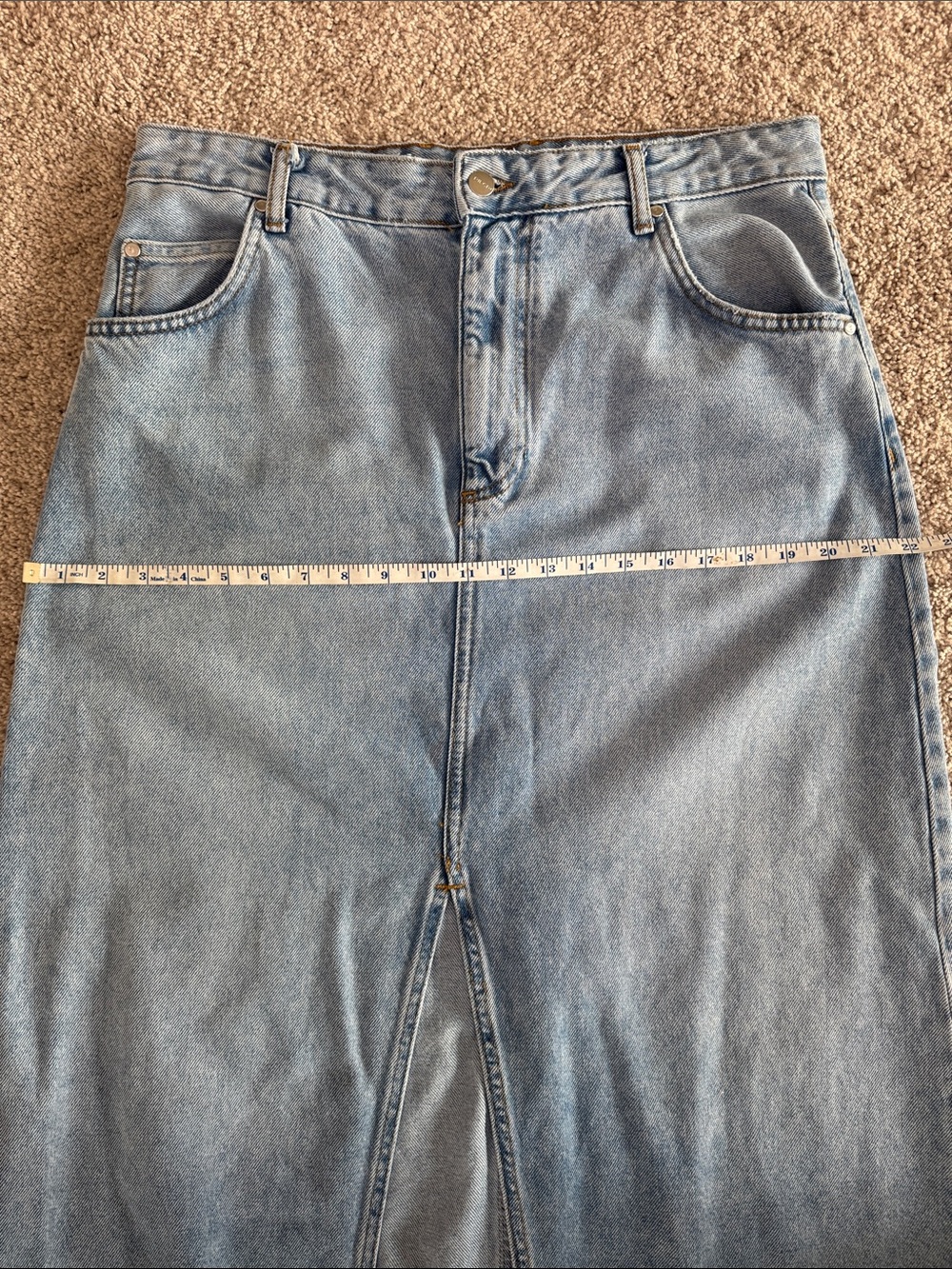 Pilcro Light Blue Denim Maxi Skirt with Front Slit - Picture 9 of 9